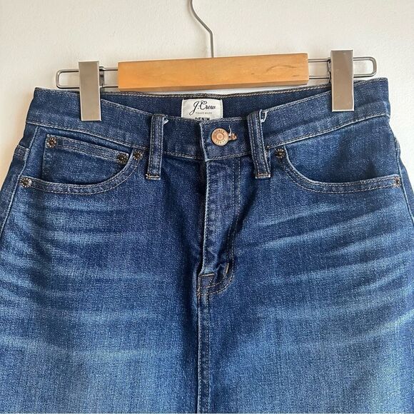 J Crew Frayed Hem Denim Mini Skirt Size 24 - Picture 3 of 5